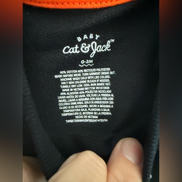 Cat & Jack Baby Milk Monster Halloween Matching Set SZ 0-3M Black White New - Picture 3 of 6